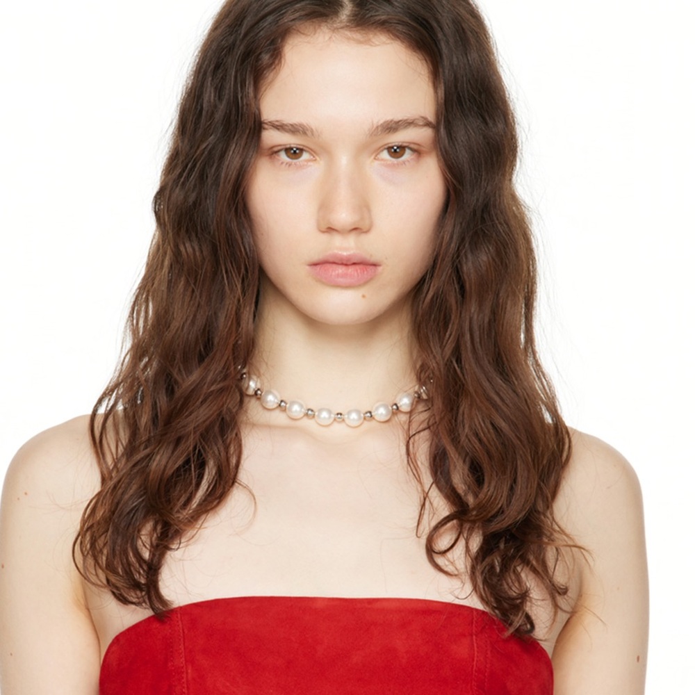 Justine Clenquet Emma pearl choker from SSENSE